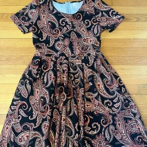 LuLaRoe Amelia Black Paisley Dress - size XL